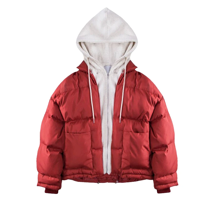 Manteaux Vintage À Décontracté Style Parkas Lâche Coréen Courts Ac308 Manteau Nouvelle Capuche Extérieur Black Femmes 2019 Veste Matelassé Chaud red Hiver Coton mwn0OvN8