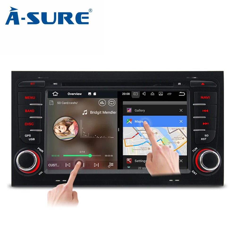 A Sure 2 Din 7 &quotAndroid автомобильное радио gps dvd плеер навигация для Audi/A4/S4 RS4 8E 8F B7 B9
