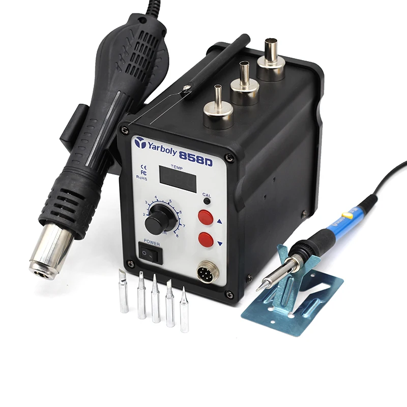 Hot Air Gun Desoldering Soldering Rework SMD Station kit 858D + 60W