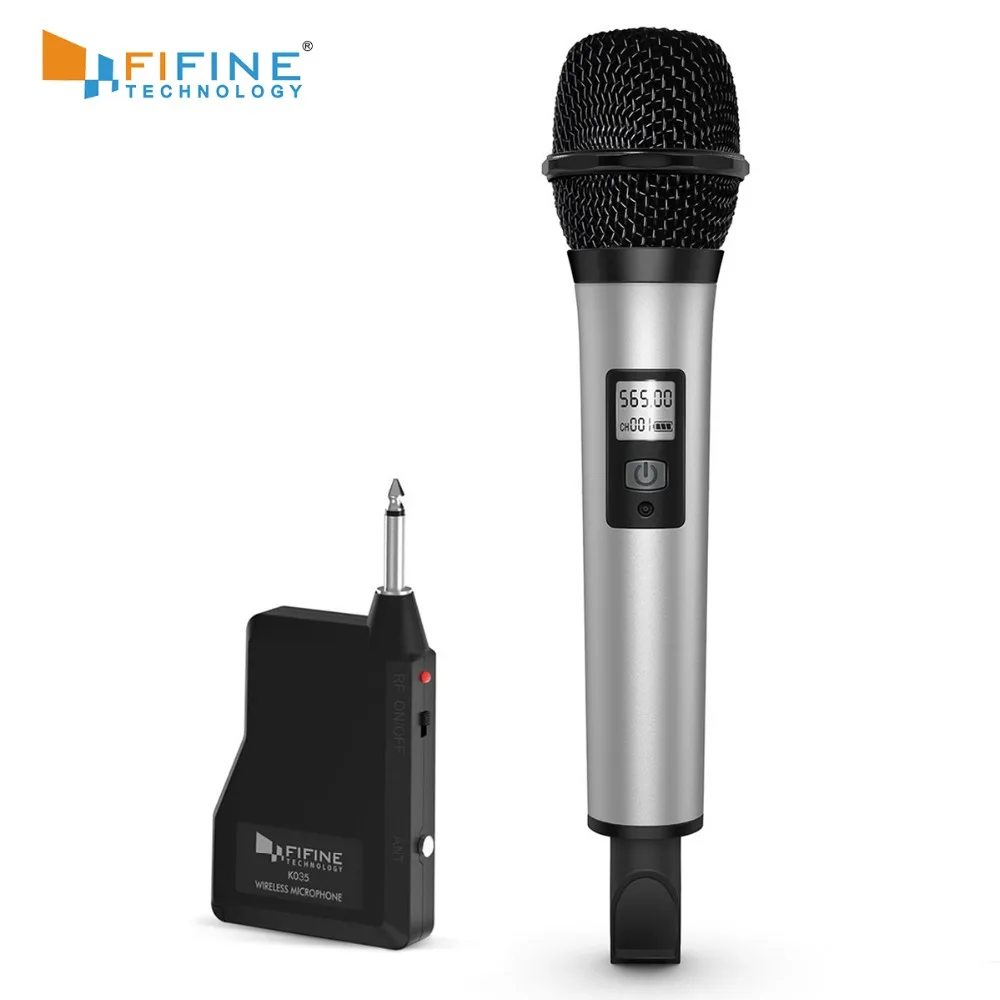 

Fifine Wireless Microphone System with Portable Receiver 1/4'' Output UHF Channels Perfect for Show Stage Church, Wedding K035