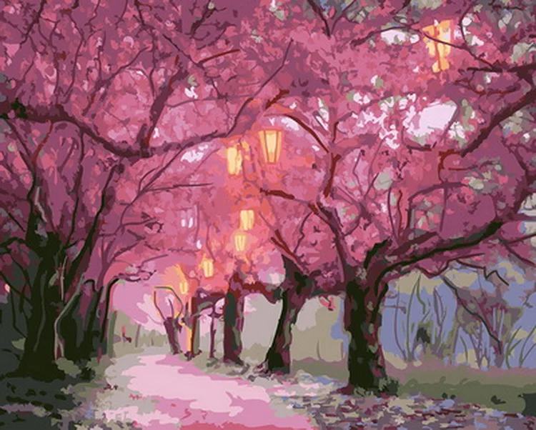 

Frameless diy paintings by numbers paint by number for home decor oil picture painting 5065cm red tree