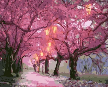 

Frameless diy paintings by numbers paint by number for home decor oil picture painting 5065cm red tree