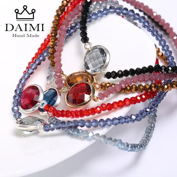 

DAIMI 3mm Tiny Colorful Crystal Bracelet Holiday Jewelry Single Elastic Bracelet Best Gift for Girls Sway Crystal 9 Colors Xmas