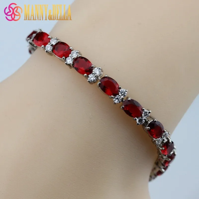 

925 Sterling Silver Attractive Red Garnet Bracelet Health Fashion Jewelry For Women Free Jewelry Box SL115