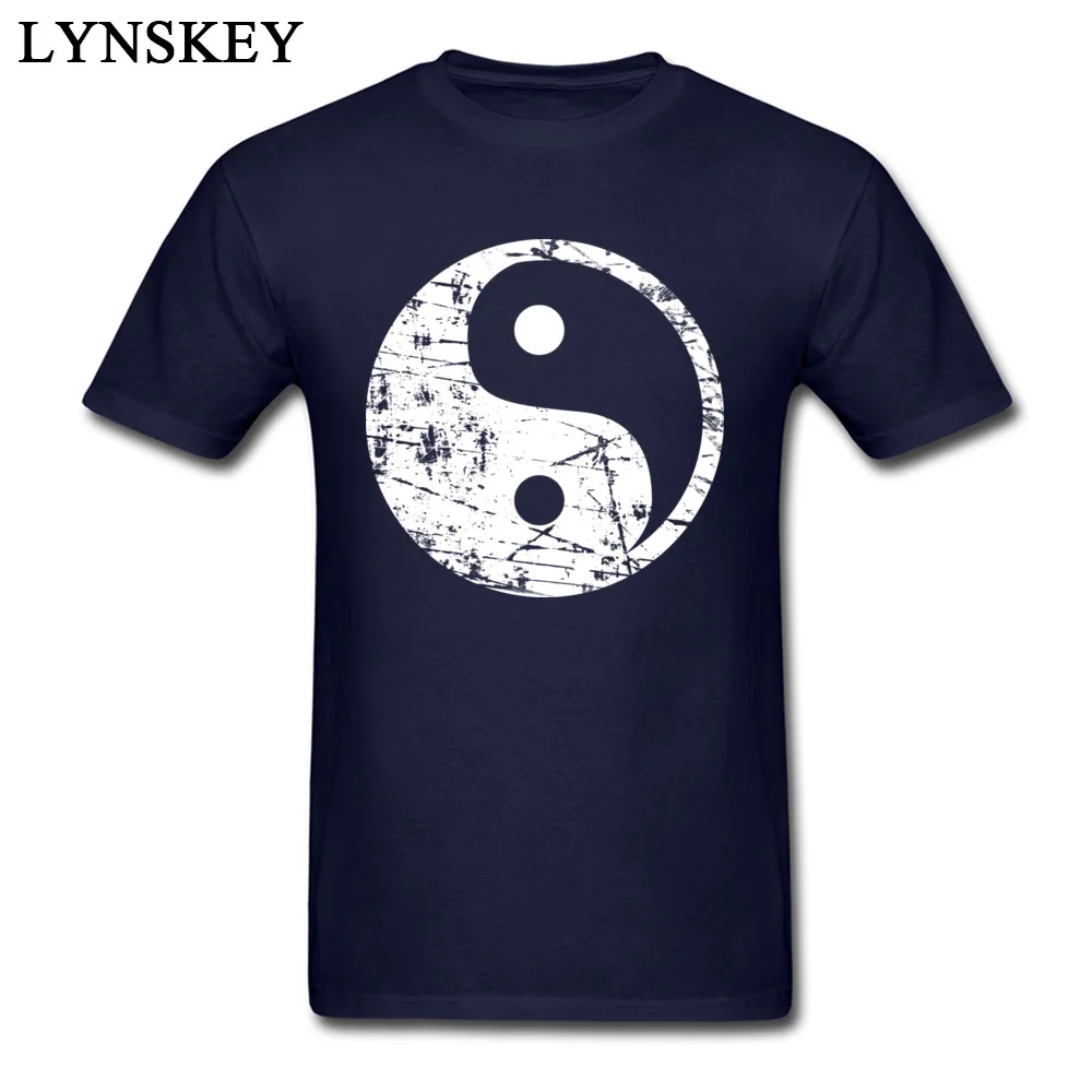 100% Cotton Tops Shirts Yin Yang Grunge - White for Men Casual T Shirts Custom Family O Neck Short Sleeve Tee Shirts Yin Yang Grunge - White navy