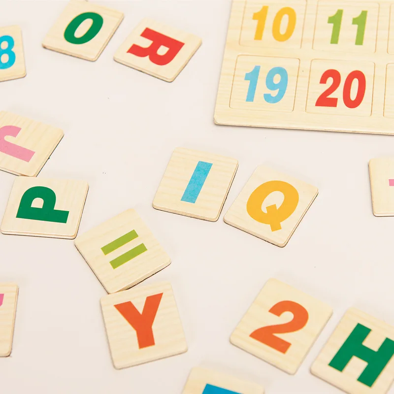 54 шт./компл. Монтессори Обучающие деревянные игрушки для детей Алфавит цифры на холодильник магнитные наклейки Детские Обучающие математике игрушки
