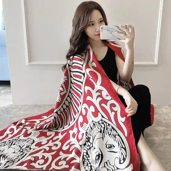 

190*90cm Women Linen Scarf Printed Ethnic Style Shawl Wrap Beach Travel Scarves Gift TY66