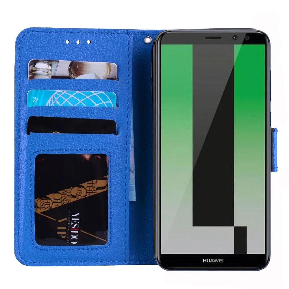 100 шт/партия,, мягкий ТПУ+ PULeather Lychee кошелек, чехол для Huawei Mate 10 Lite/Honor 9i/Nova 2i