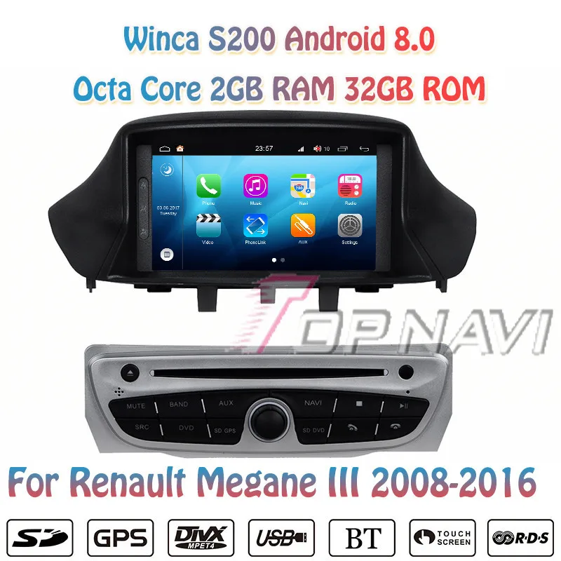 Topnavi Восьмиядерный S200 Android 8 0 автомобильный DVD мультимедийный плеер для Megane III