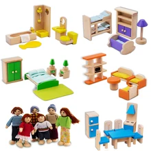 Wooden Handmade Dollhouse Miniature Furniture Doll for Kids Play Pretend Educational font b Toy b font