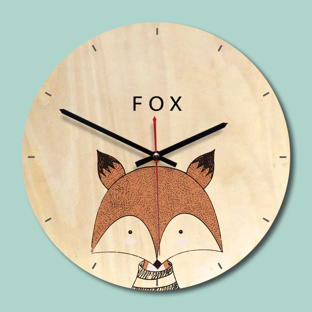 11 Inch Cartoon Wooden Wall Clocks for Kids Bedroom Living Room Creative Needle Quartz Clock Home Decor Relogio De Parede | Дом и сад
