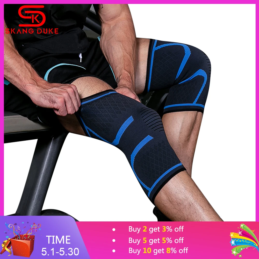 NIBOLOG 1Pc Knitted Sports Knee Pads For Women Men Elastic Breathable Compression Sleeve Pain Relief Tendonitis Arthritis Workout Protector Basketball Ru