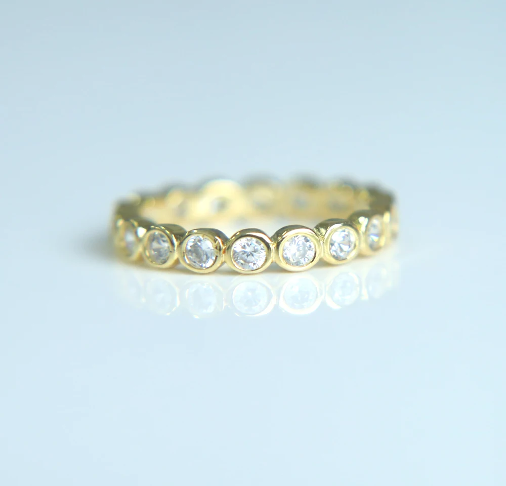 Настоящее 925 пробы Серебряное штабелируемое кольцо прозрачное модное простое CZ свадебное для женщин настоящее классическое ювелирное изделие