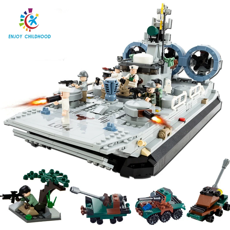 

Military Marine Cops Hovercraft Blocks 928pcs Bricks Building Block Toys Compatible Birthday Gift 8027 Legoings Jouet Enfant