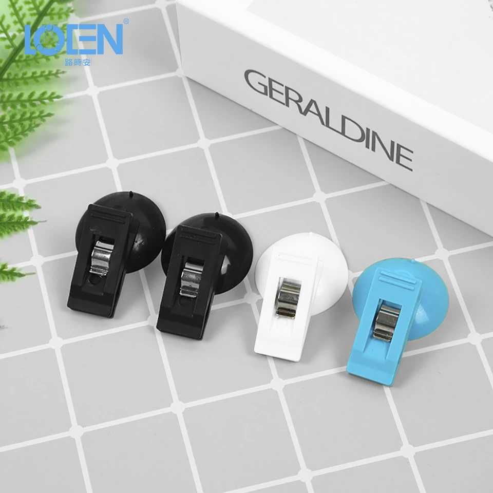 

LOEN 1 Pair Car Interior Window Mount Black Suction Cap Clip Plastic Sucker Removable Holder For Sunshade Curtain Towel Ticket
