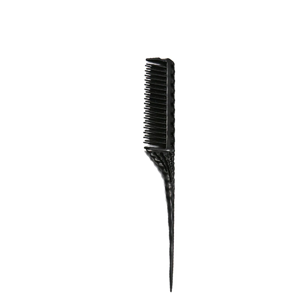 3-Row Teeth Teasing Comb Detangling Brush Rat Tail Comb Adding Volume Back Coming Hairdressing Combs - Цвет: Black