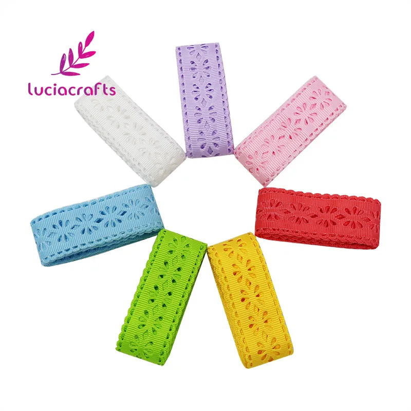 Lucia crafts 2y/7y с фокусным расстоянием 25 мм выдалбливают Стиль Grosgrain ленты DIY Швейные отделка Ленточные ручной работы материалы украшения P0502