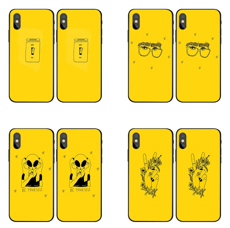 Yellow Aesthetic Art Pretty Black soft silicone Case For