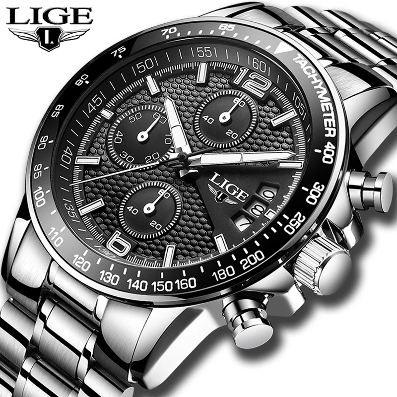 Relogio Masculino 2019 LIGE Fashioh мужские часы в деловом стиле лучший бренд класса люкс Хронограф Кварцевые Полный сталь часы водостойкий