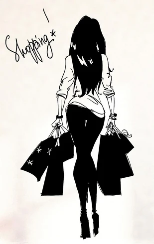 Calcomanía de vinilo para pared para tienda de ropa chica joven bolsa