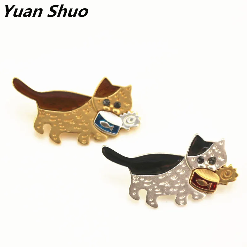 

2019 Japanese foreign trade jewelry wholesale manufacturers selling black and white cute cat badges girl brooch