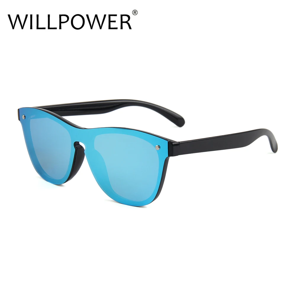 

WILLPOWER Fashion Rimless Sunglass Women 2018 Flat Mirror Lens Sunglasses Men