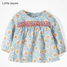 Little maven/детская брендовая одежда для маленьких девочек; осень г.; дизайн; хлопковые топы для девочек с цветочным принтом; футболка со складками; 51246