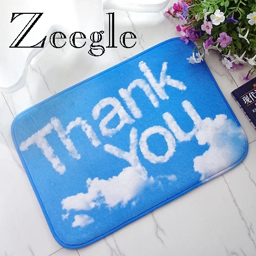 Zeegle Blue Doormat Outdoor Rugs Clouds Printed Bath Mats Flannel Bathroom Carpet Anti-slip Kitchen Area Rug Bedroom Floor Mat | Дом и сад