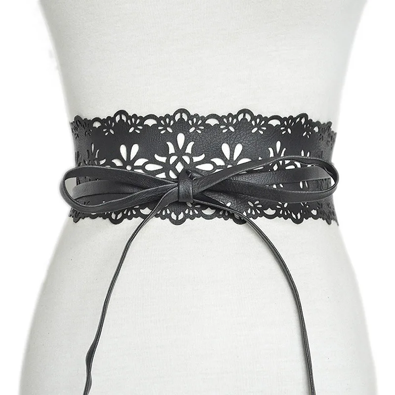 

Fashion Womens Tight Chest Strap Belt Corset Lace Wide Black PU Leather Bohemian Belt For Ceinture Femme Belts bg-616