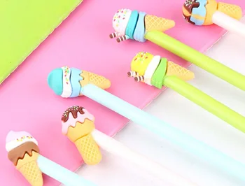 

korea Simplicity ice cream gel ink pen cartoon stationery prize kawaii stydent pen office writing pen black neutral pen 48pc/lot