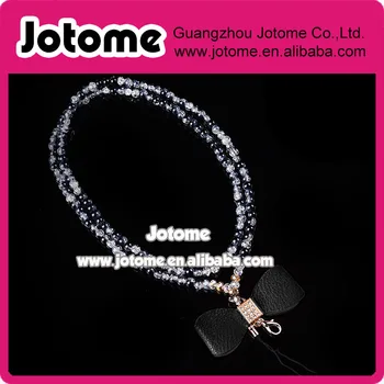 

Pink beads necklace with bow for Retractable ID Badge reel holder