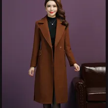 Abrigo de lana larga de Invierno para mujer de talla grande 2018, ropa elegante Vintage, abrigo con bolsillos de estilo coreano