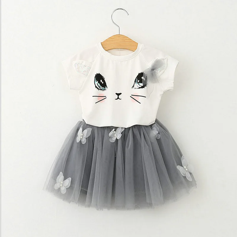 

BibiCola kids girls summer clothing sets two pieces 2017 girls fashion dress kinder summer clothes bebe outfits kids skirt suit