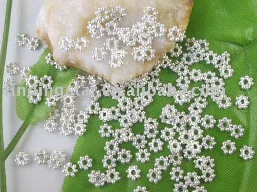 

1000 Pcs Silver Plated Color Metal Daisy Spacer Beads 4mm M308SP