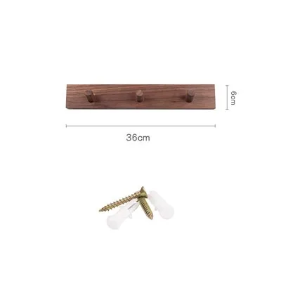 Скандинавская деревянная вешалка для одежды, вешалка для одежды, крючок, полотенце, сделай сам, медный органайзер для ванной комнаты - Цвет: Black walnut-3