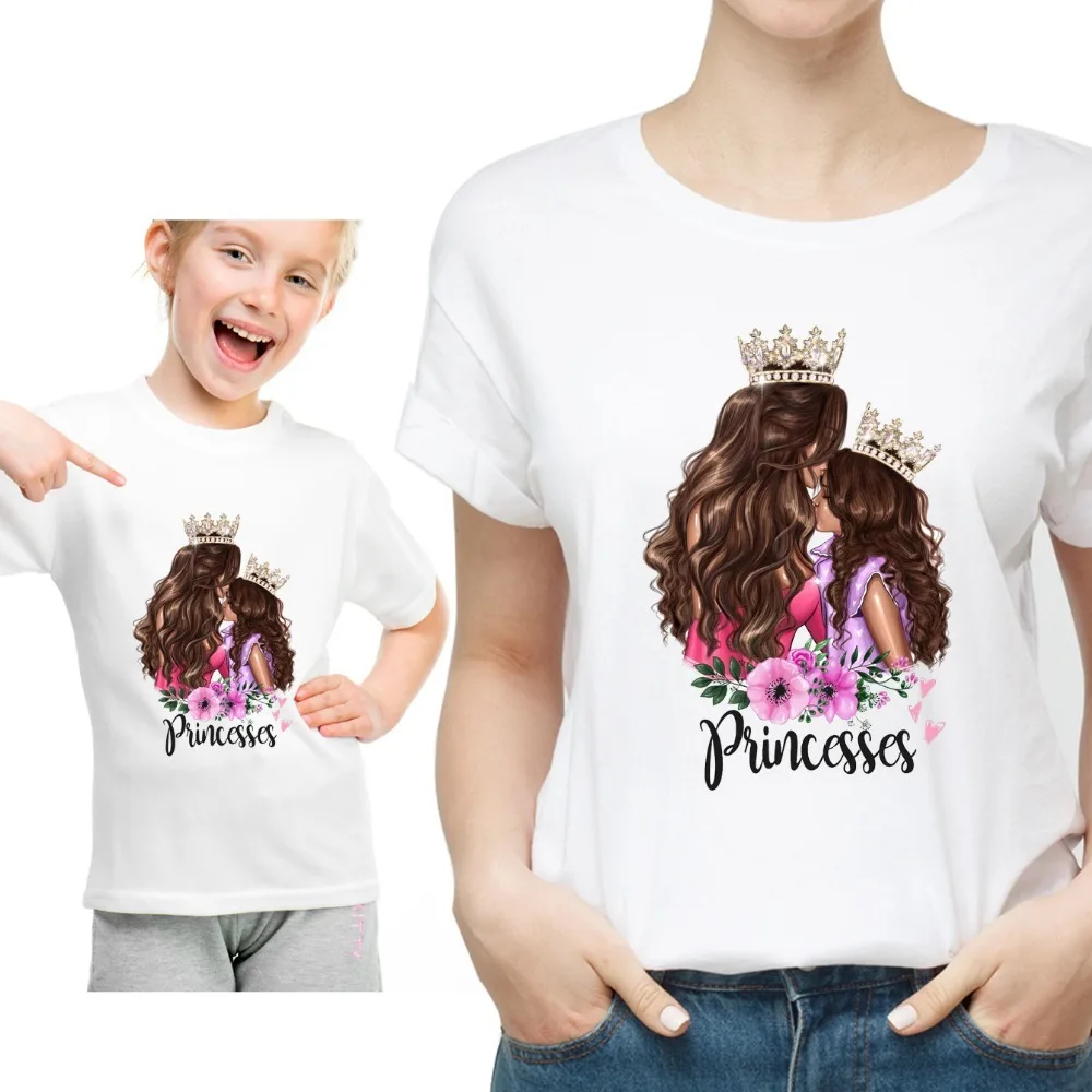 

Matching Family Outfits Mom And Daughter Print Boys Girls T-shirt Family Look Kids&Woman Funny Family Tshirt Children Woman Tops