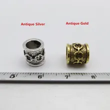 10 шт./упак. античное серебро/античное золото Викинг волос оплетка dread борода дредлок бусины кольца трубки аксессуары приблизительно 6 мм отверстие