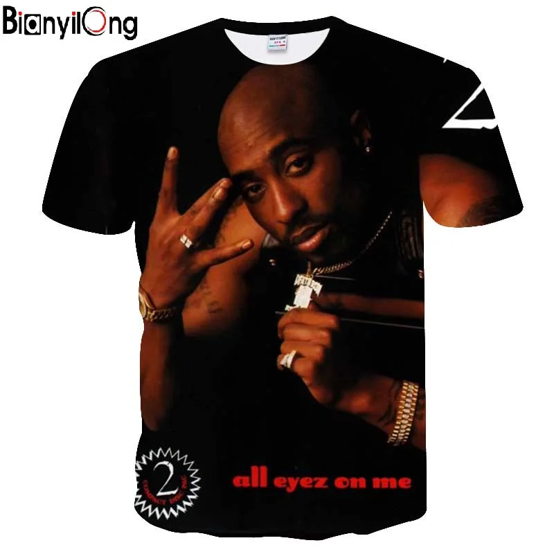 

2018 New t shirt me Harajuku style t-shirt Women/Men Tupac 2pac 3d t shirt character print Hip Hop Tees Tops size Drop Shipping