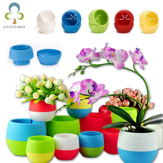 5 pz Giardinaggio Mini Vasi Di Fiori di Plastica Vaso di Fiore Rotondo Bonsai Fi 5 pz Giardinaggio Mini Vasi Di Fiori di Plastica Vaso di Fiore Rotondo Bonsai Fi