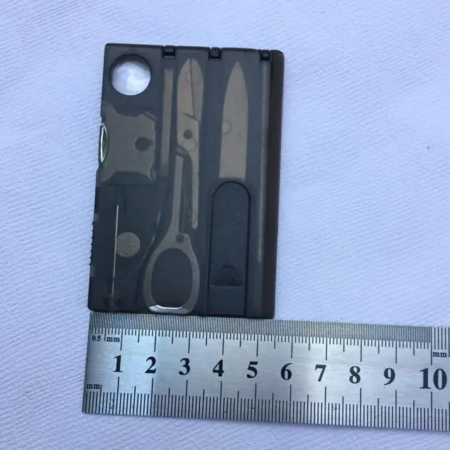 50 шт./лот 12 в 1 Многофункциональный Кредитная карта инструмент Ножи карман бумажник для визиток Ножи ножницы светодиодный свет DHL