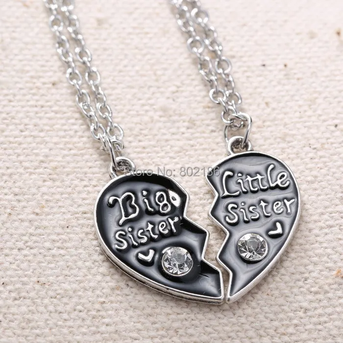 2p sisters pendant necklace broken heart puzzle jewelry unique