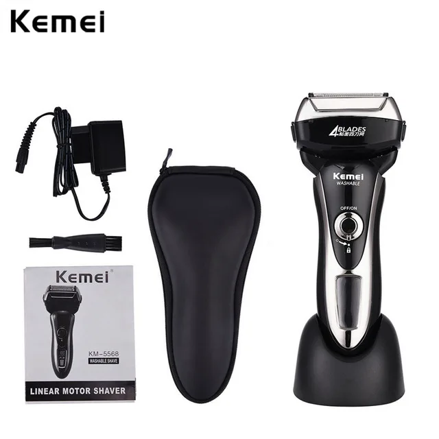 

Kemei Washable Professional Shaver Electric Razor Trimmer barbeador Men Face Beard Shaving Machine LCD Display KM-5568