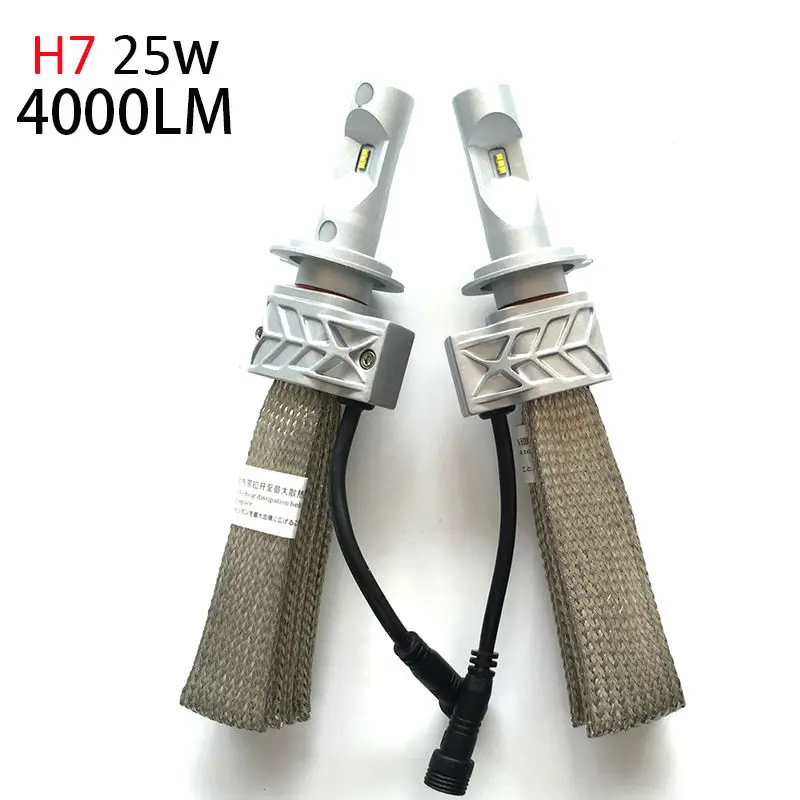 H7 LED Headlight Bulbs 50w 8000Lm Fanless High Beam Low Beam for Audi