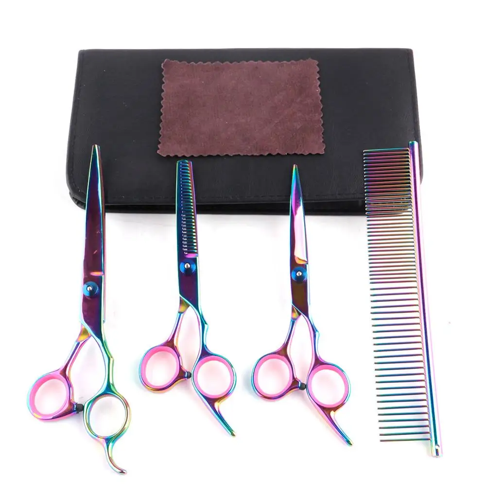 

PET Professional PET DOG Grooming Coated Titanium scissors suit Cutting Curved Thinning Shears