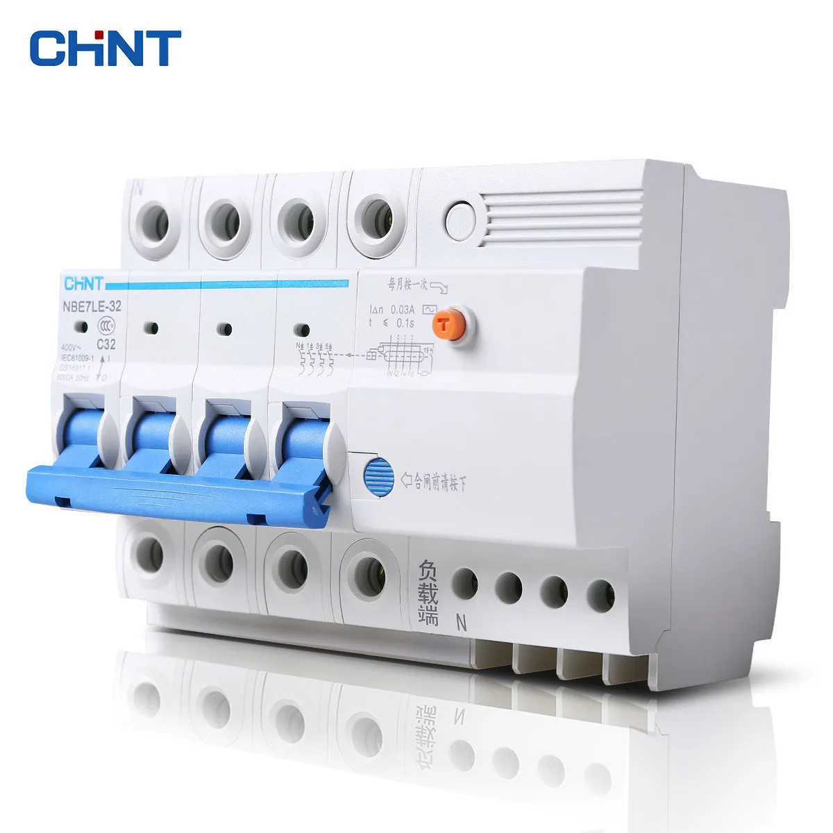 

CHNT 4P 32A Miniature Circuit Breaker Household Type C Air Switch Moulded Case Circuit Breaker