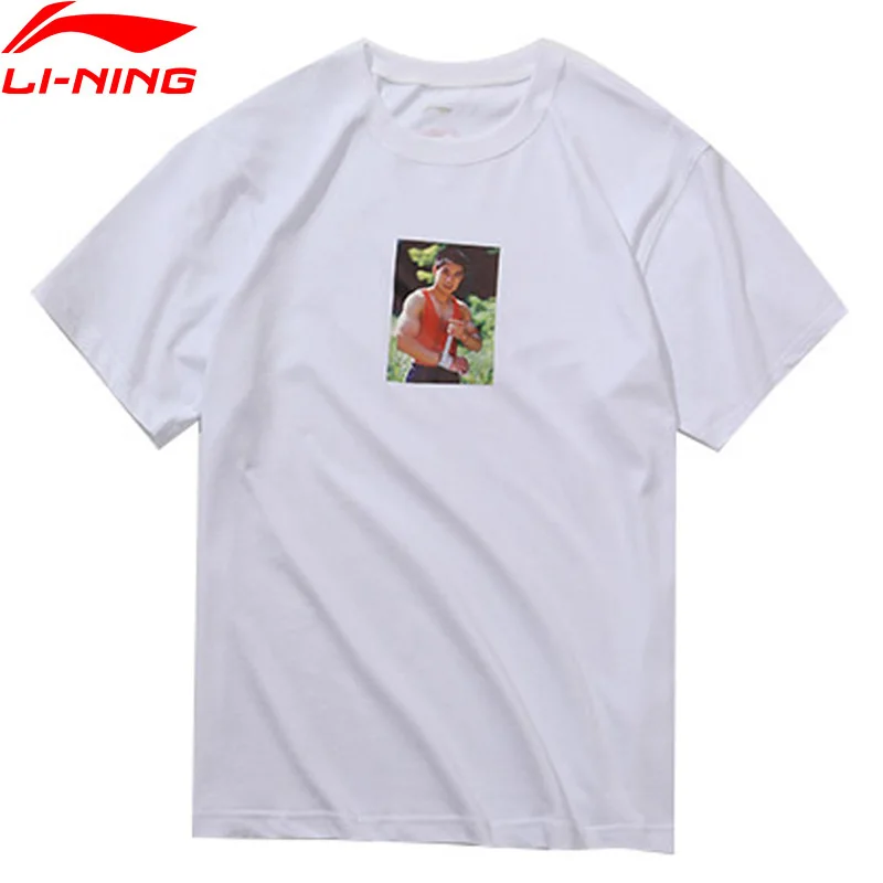 

Li-Ning PFW Men Li's Photo Tee Printing T-Shirt 100% Cotton Loose Fit Breathable LiNing Sports Tee Tops AHSN861 MTS2880