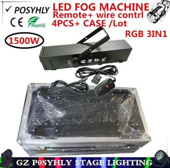 

4pcs / LED 1500W smoke machine + flight case RGB 3in1 1500W fog machine / Gas column machine of professional DJ equipment