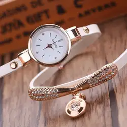 Высокое качество красивые часы Новая мода Металл Круглый Подвесной повседневное водостойкий для женщин часы кварцевые леди кожа наручные