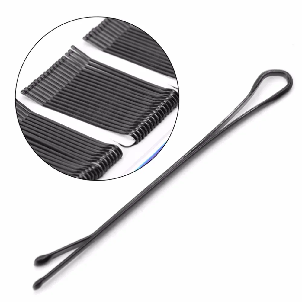 60Pcs Black Wave and Flat Type Invisible Hair Clips Flat Top Bobby Pins Grips Hot!