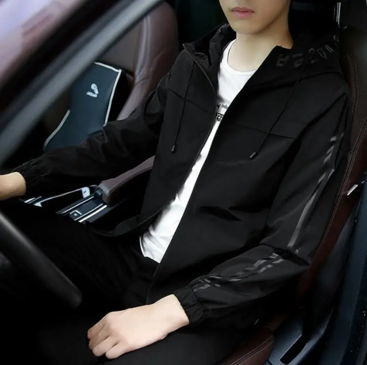 2019 New FL2166 Spring Autumn Casual Windbreaker Jacket Men Streetwear Jacket Slim Fit Yong Men Thin Hooded Coat Bomber Jacket